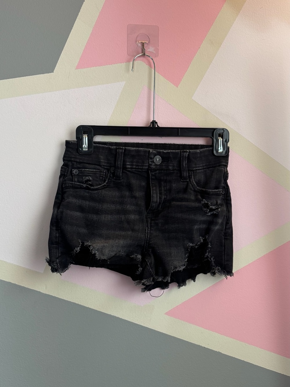 American Eagle Outfitters Black Distressed Cutoff Jean Shorts